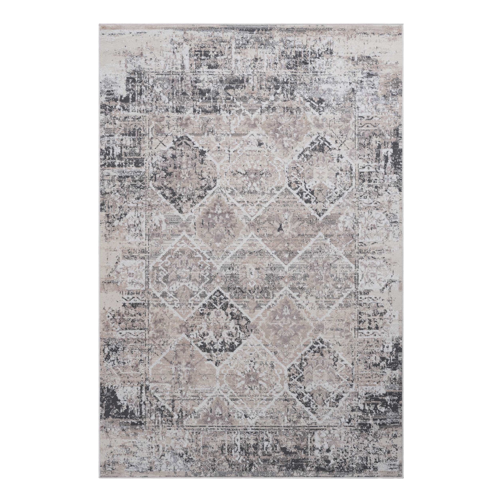 9' x 10' Cream Polyester Area Rug - Stain Resistant