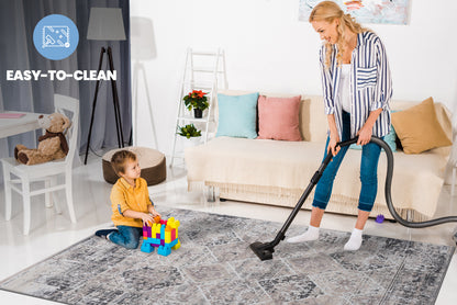 9' x 10' Cream Polyester Area Rug - Stain Resistant