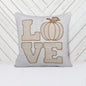 LOVE Pumpkin Embroidered Throw Pillow – Rustic Beige Fall Decor