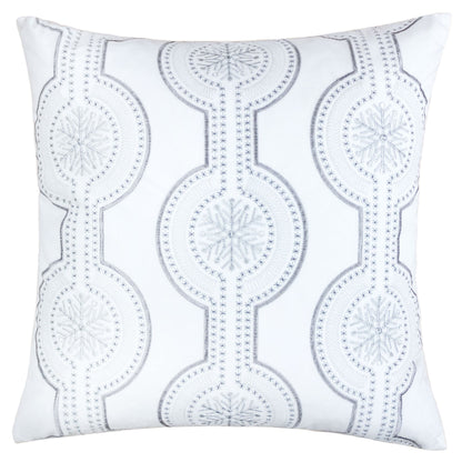 White Holiday Embroidered Velvet Throw Pillow with Insert 20x20 Set of 2