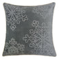 Gray Velvet Holiday Throw Pillow 20x20 with Silver Snowflake Embroidery and Insert Set of 2