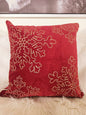 Red Velvet Holiday Throw Pillow 20x20 with Gold Snowflake Embroidery and Insert Set of 2