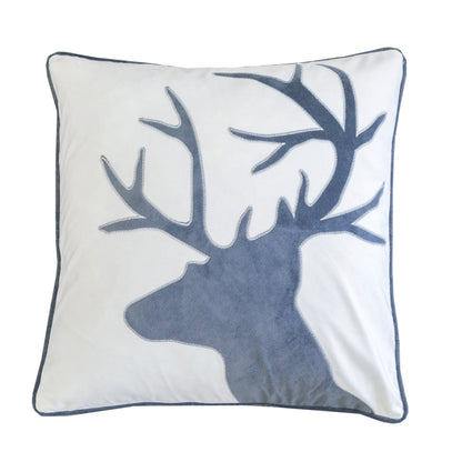 Holiday Reindeer Velvet Accent Pillow 20x20 – White and Gray with Insert Set of 2