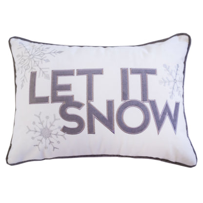 Nneka Let It Snow White Velvet Lumbar Pillow with Insert 14x20 Set of 2