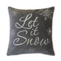 Let It Snow Embroidered Cotton Throw Pillow – 20x20" Gray Winter Accent Cushion with Insert Set of 2
