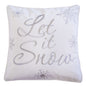 Let It Snow Embroidered Cotton Throw Pillow – 20x20" White Christmas Cushion with Snowflakes & Insert Set of 2