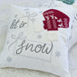 Let It Snow Christmas Throw Pillow – 20x20" Square Cotton Cushion with Red Knit Hat Design and Insert Set of 2