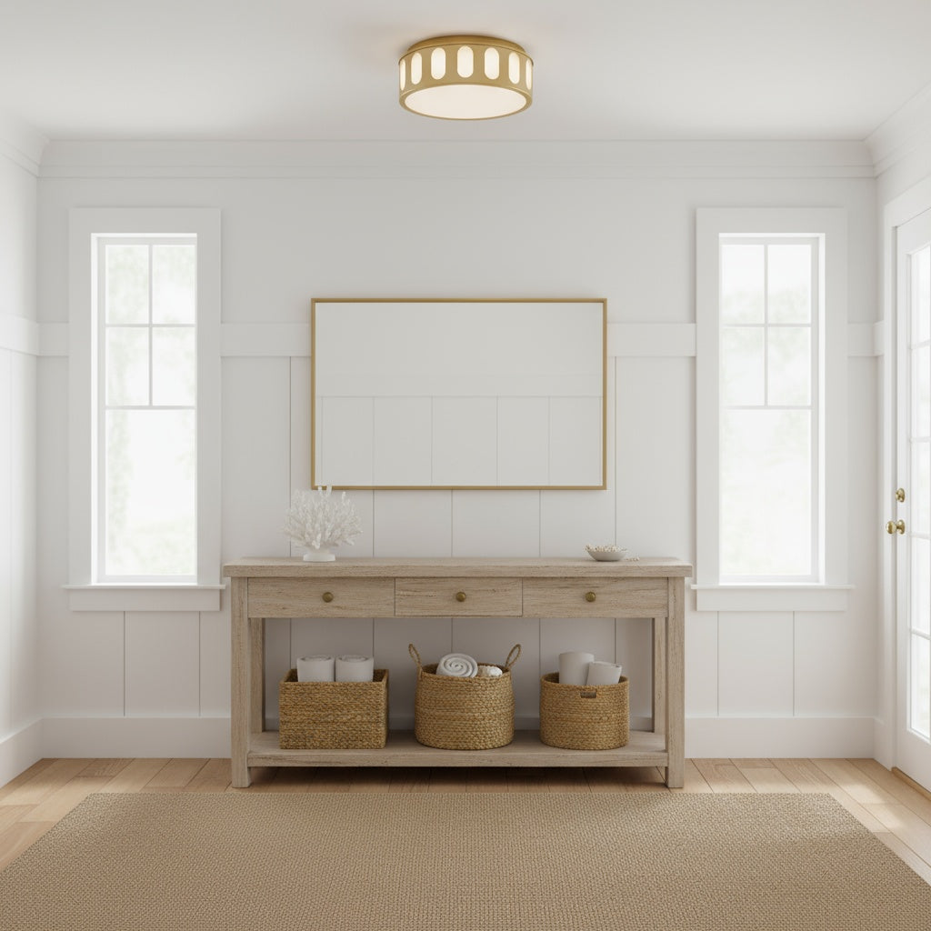 11.25-in Antiuqe Brass LED Flush Mount