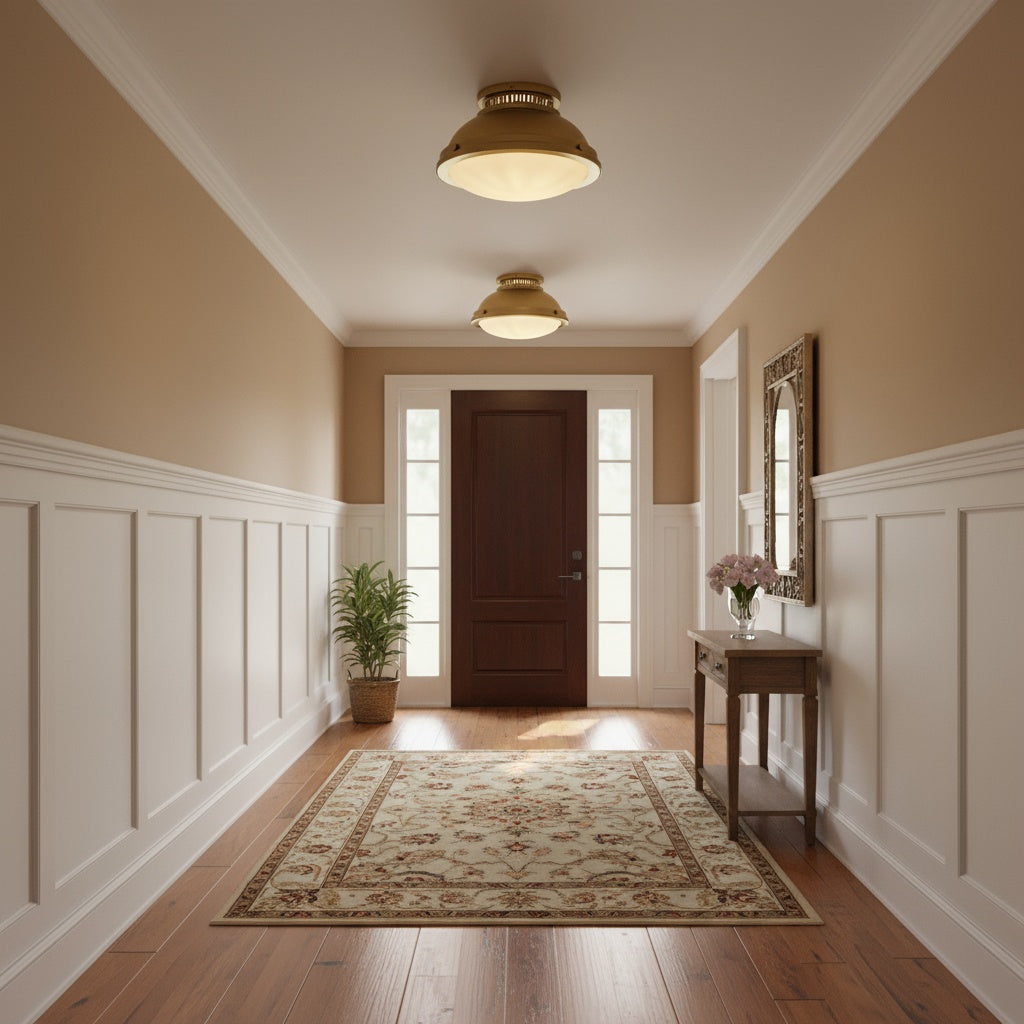 2-Light 14-in Polished Brass Flush Mount