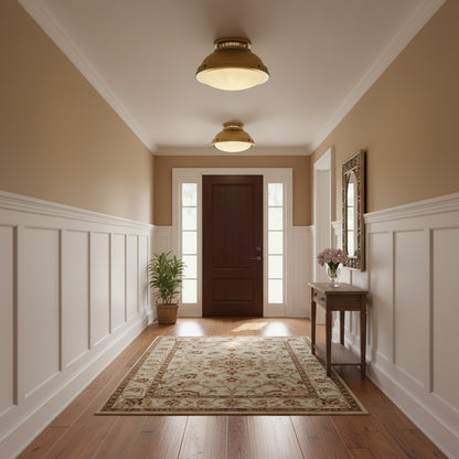 2-Light 14-in Polished Brass Flush Mount