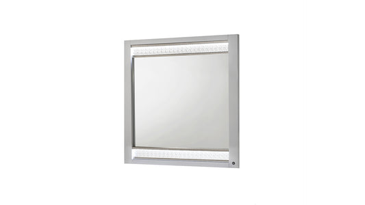 Glam Modern Style Mirror Made with Wood in White (INCLUDES MIRROR ONLY)