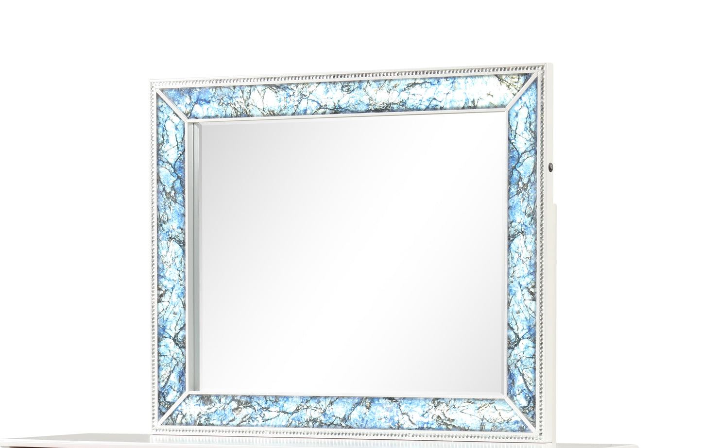 Laguna Modern Style Mirror Made with Wood and Crystal Accents in White (INCLUDES MIRROR ONLY)