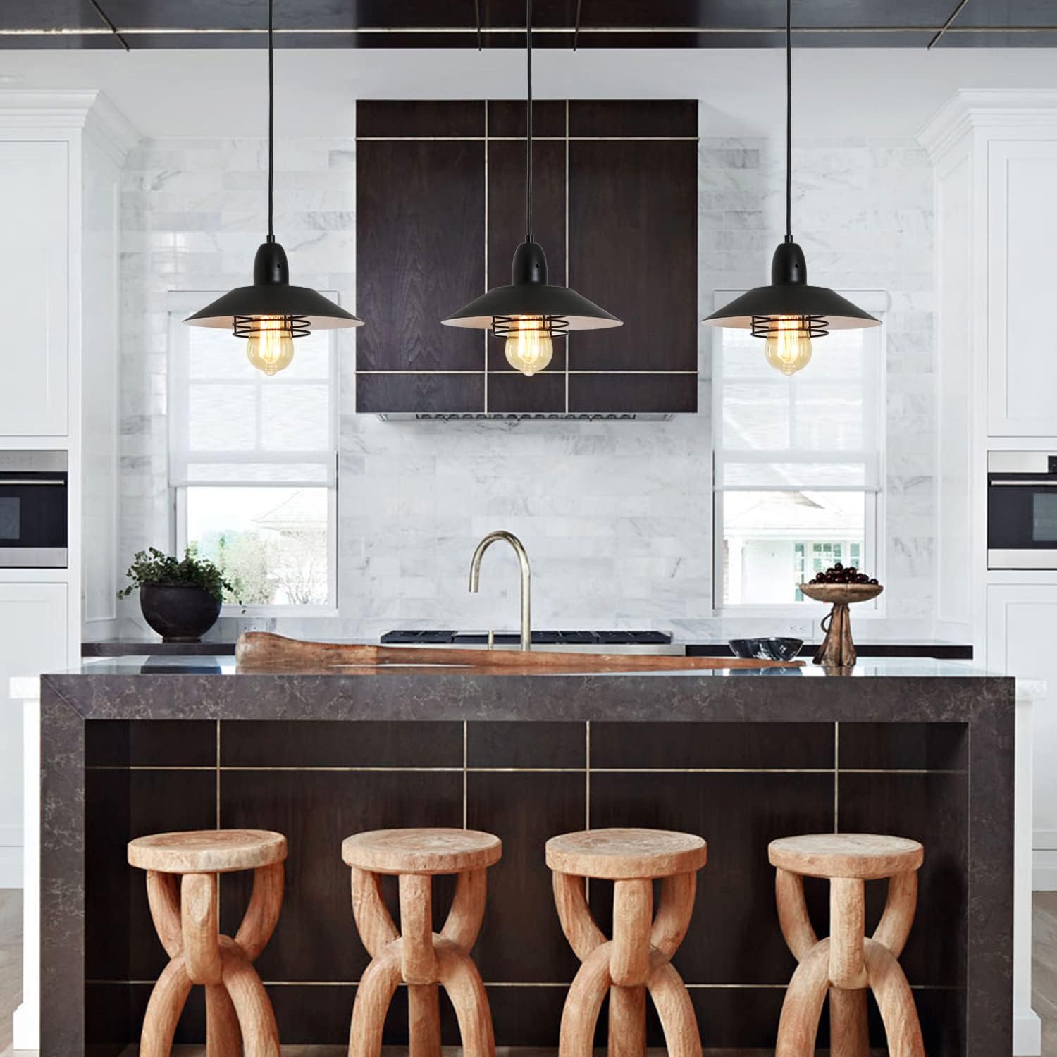 Black Metal Farmhouse Pendant Light - Kitchen Island Lighting