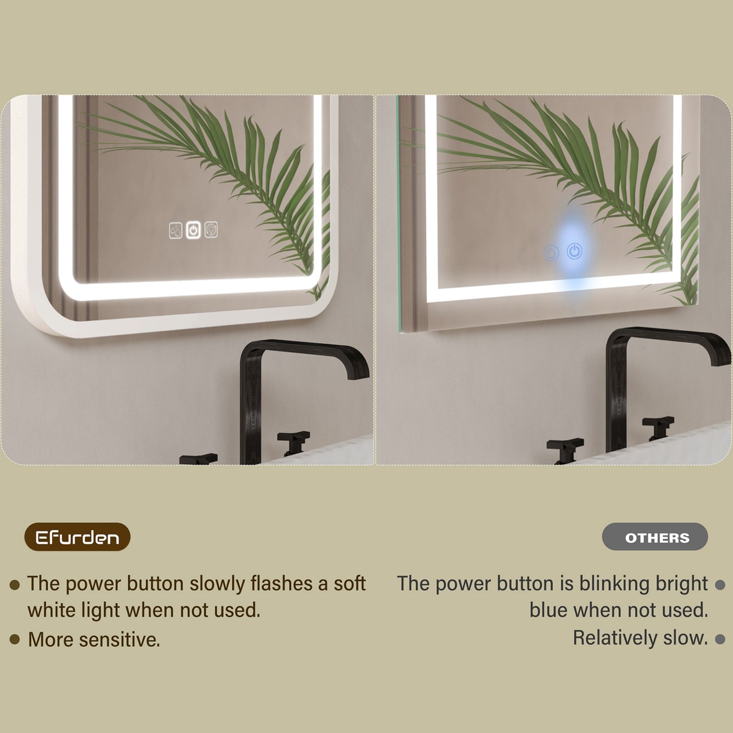 Silver LED Bathroom Mirror with Light - 36x28 Inch Defogging Smart Mirror