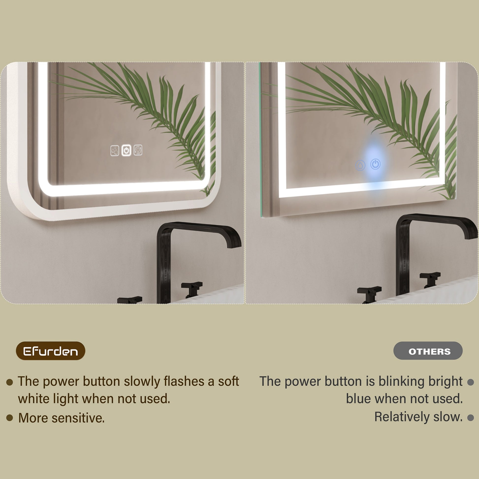 Silver LED Bathroom Mirror with Light - 36x28 Inch Defogging Smart Mirror