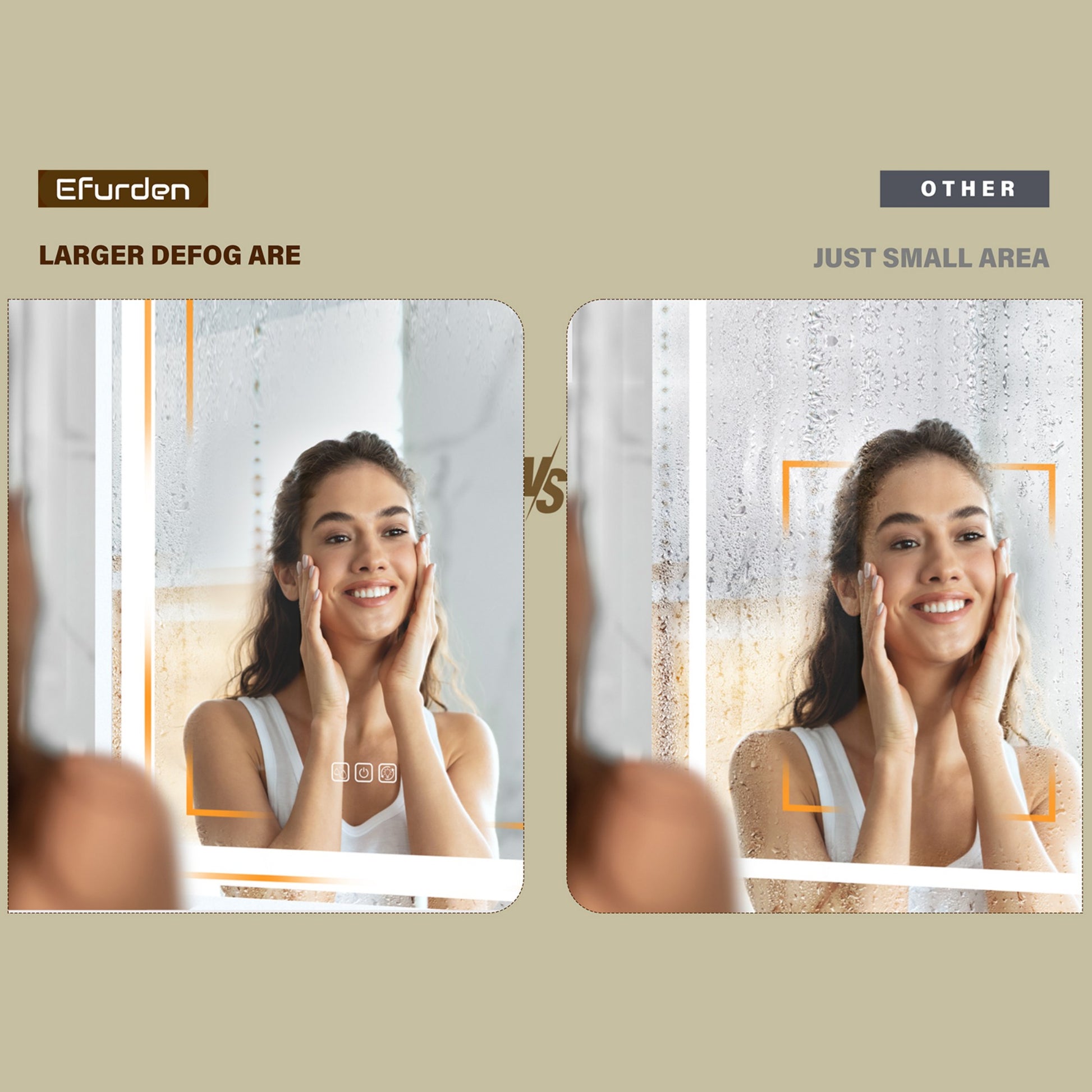 Silver LED Bathroom Mirror with Light - 36x28 Inch Defogging Smart Mirror