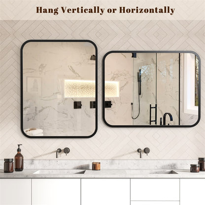 Black Bathroom Wall Mirror - 40" Rectangle for Vanity Storage