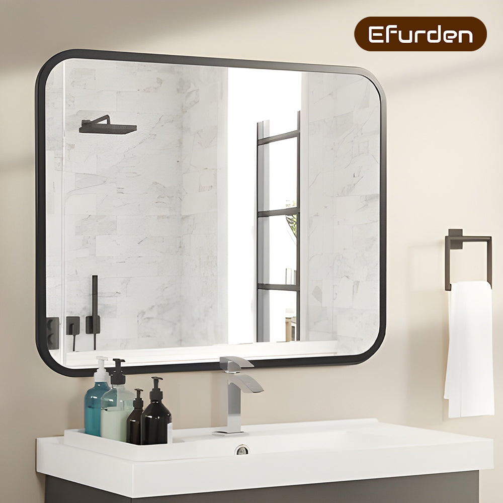 Black Bathroom Wall Mirror - 40" Rectangle for Vanity Storage