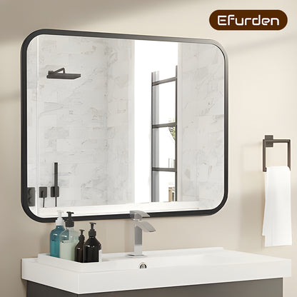 Black Bathroom Wall Mirror - 40" Rectangle for Vanity Storage