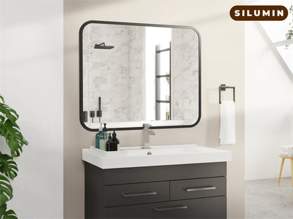 Black Bathroom Wall Mirror - 40" Rectangle for Vanity Storage