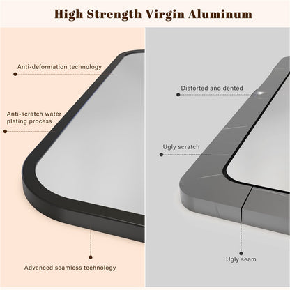 Black Bathroom Wall Mirror - 40" Rectangle for Vanity Storage