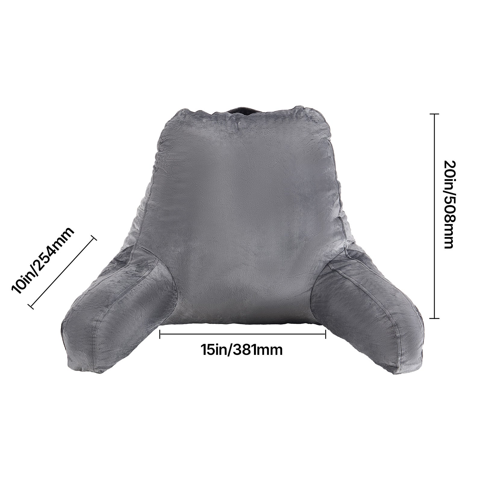 Large Gray Bed Pillow with Memory Foam - Reading & Relaxation