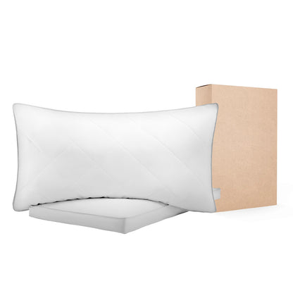 Bed Pillows for Sleeping, Set of 2, Queen Size Luxury Quality Hotel Pillows with Original Down Alternative Filling, Supportive and Fluffy, Bedding for Back, Stomach and Side Sleepers, White