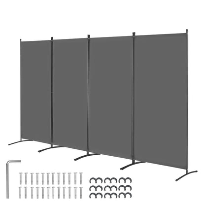 Room Divider, 4 Panel Room Divider, Folding Privacy Screen and Portable Partition Divider for Room Separation, Freestanding Room Partitions for Office, Bedroom, Living Room, Grey
