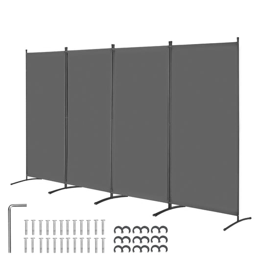 Room Divider, 4 Panel Room Divider, Folding Privacy Screen and Portable Partition Divider for Room Separation, Freestanding Room Partitions for Office, Bedroom, Living Room, Grey