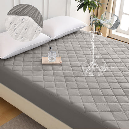 Diamond Grid Ultrasonic Waterproof Mattress Protector Gray Size K