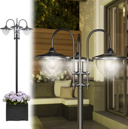 Solar Lamp Post with Planter for Garden or Poolside Decor