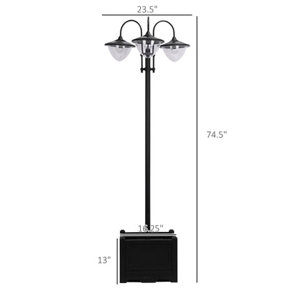 Solar Lamp Post with Planter for Garden or Poolside Decor