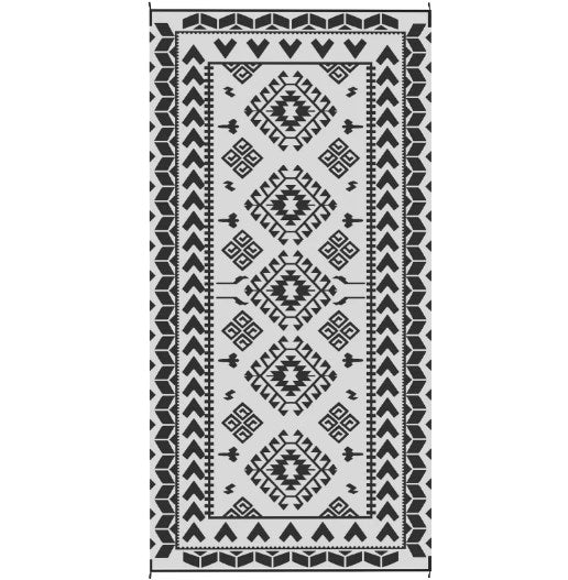 Outdoor Rug for Patio - Black & White, 9' x 18"