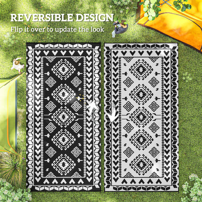 Outdoor Rug for Patio - Black & White, 9' x 18"