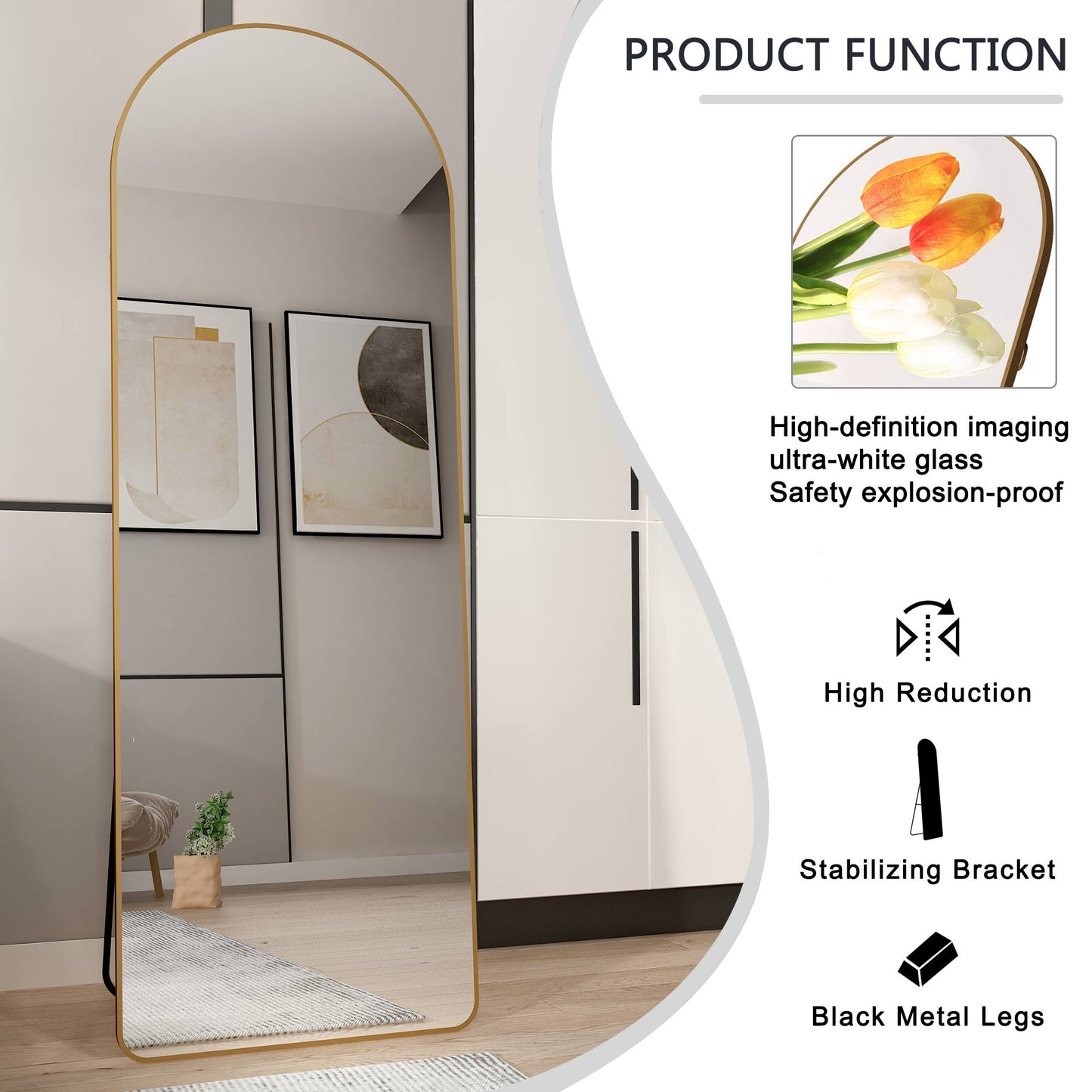 Gold Framed Full Length Mirror for Bedroom or Bathroom Decor