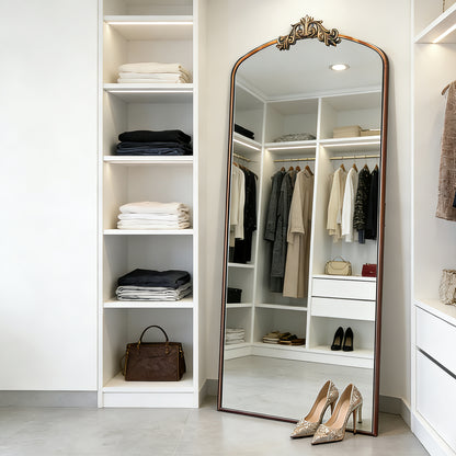 66" Antique Brown Metal Full Length Mirror - Classic Style