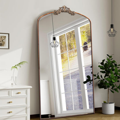 66" Antique Brown Metal Full Length Mirror - Classic Style