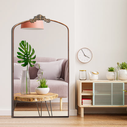 66" Antique Brown Metal Full Length Mirror - Classic Style