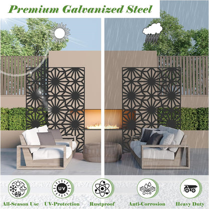 Metal Privacy Screens - Black Steel Panels for Outdoor/Indoor Use
