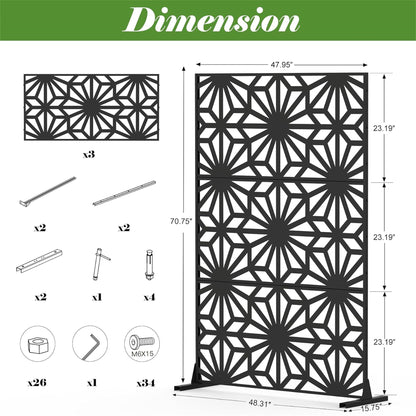 Metal Privacy Screens - Black Steel Panels for Outdoor/Indoor Use