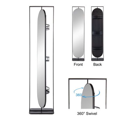 18" x 12" x78" Full Length Standing Mirror, 360° Swivel Floor Mirror  for Bedroom Living Room Vanity Entryway