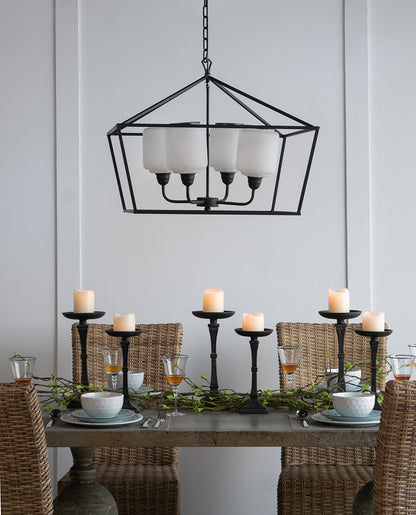 26x26x21.9" Iron Chandelier, Sleek Industrial Style Hanging Light Fixture for Kitchen Dining Room Foyer Entryway, Bulb Not Included