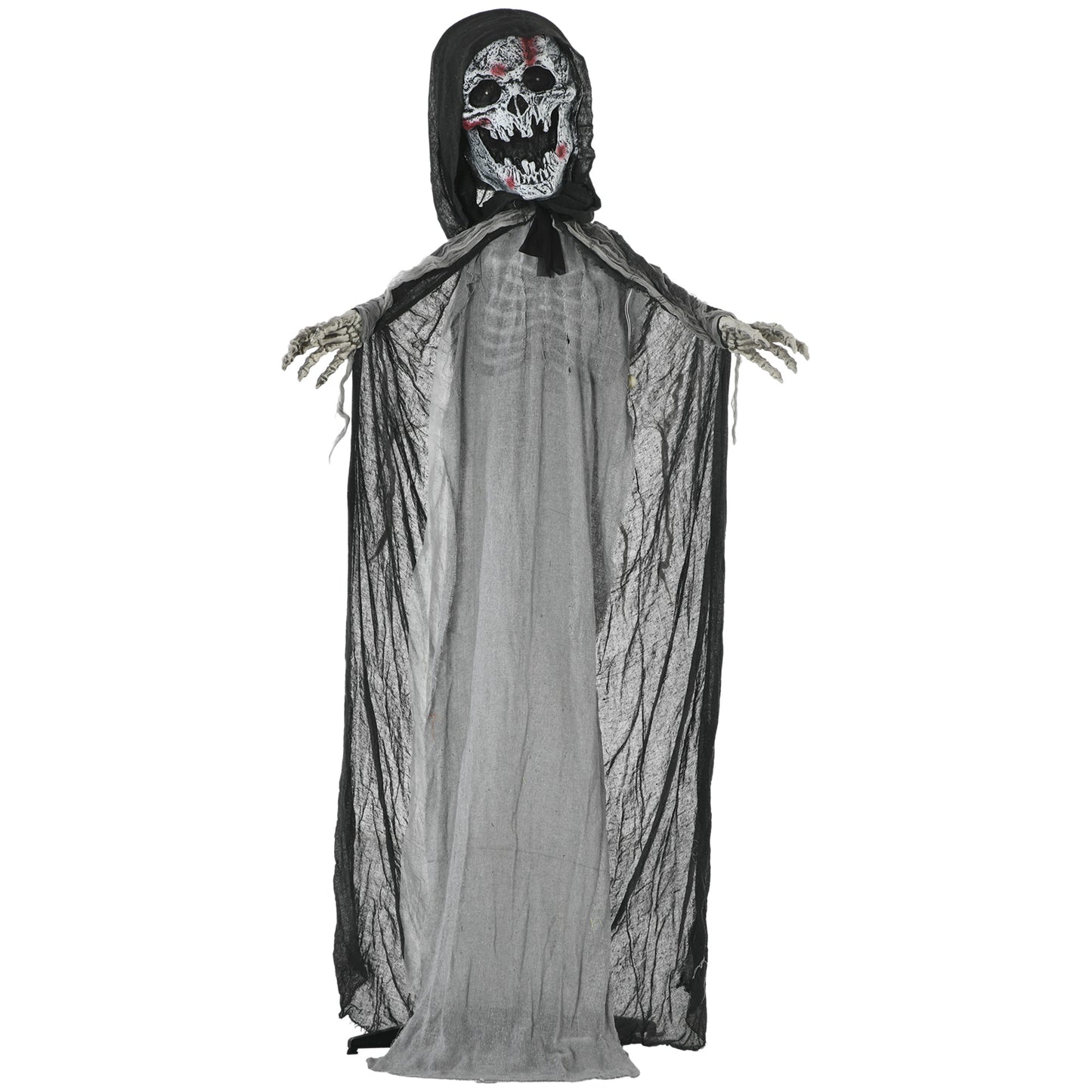 Outsunny 74" Life Size Outdoor Halloween Decorations Skeleton Witch, Animated Prop Animatronic Decor with Sound and Motion Activated, Light Up Eyes and Chest, Howling and Chain Sound