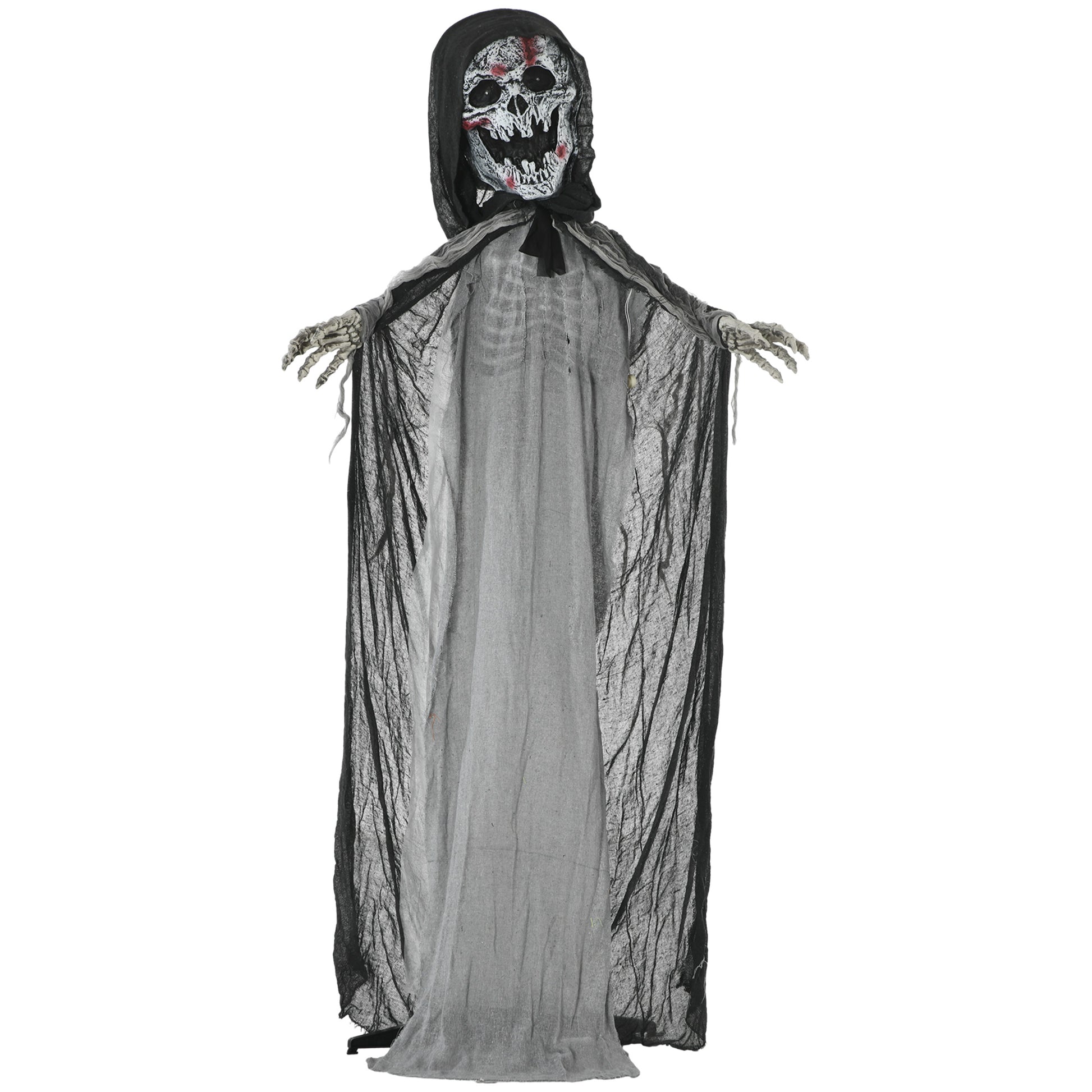 Outsunny 74" Life Size Outdoor Halloween Decorations Skeleton Witch, Animated Prop Animatronic Decor with Sound and Motion Activated, Light Up Eyes and Chest, Howling and Chain Sound