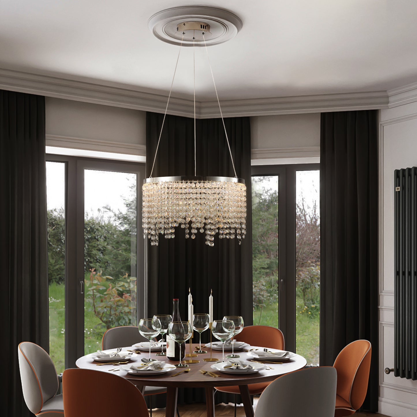 16-Inch Luxury Crystal LED Chandelier - Chrome Finish