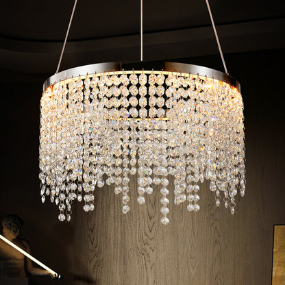 16-Inch Luxury Crystal LED Chandelier - Chrome Finish