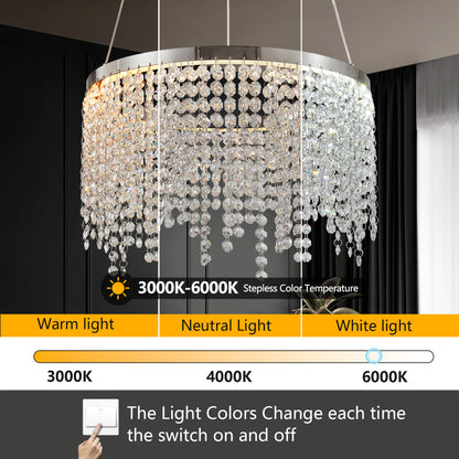 16-Inch Luxury Crystal LED Chandelier - Chrome Finish