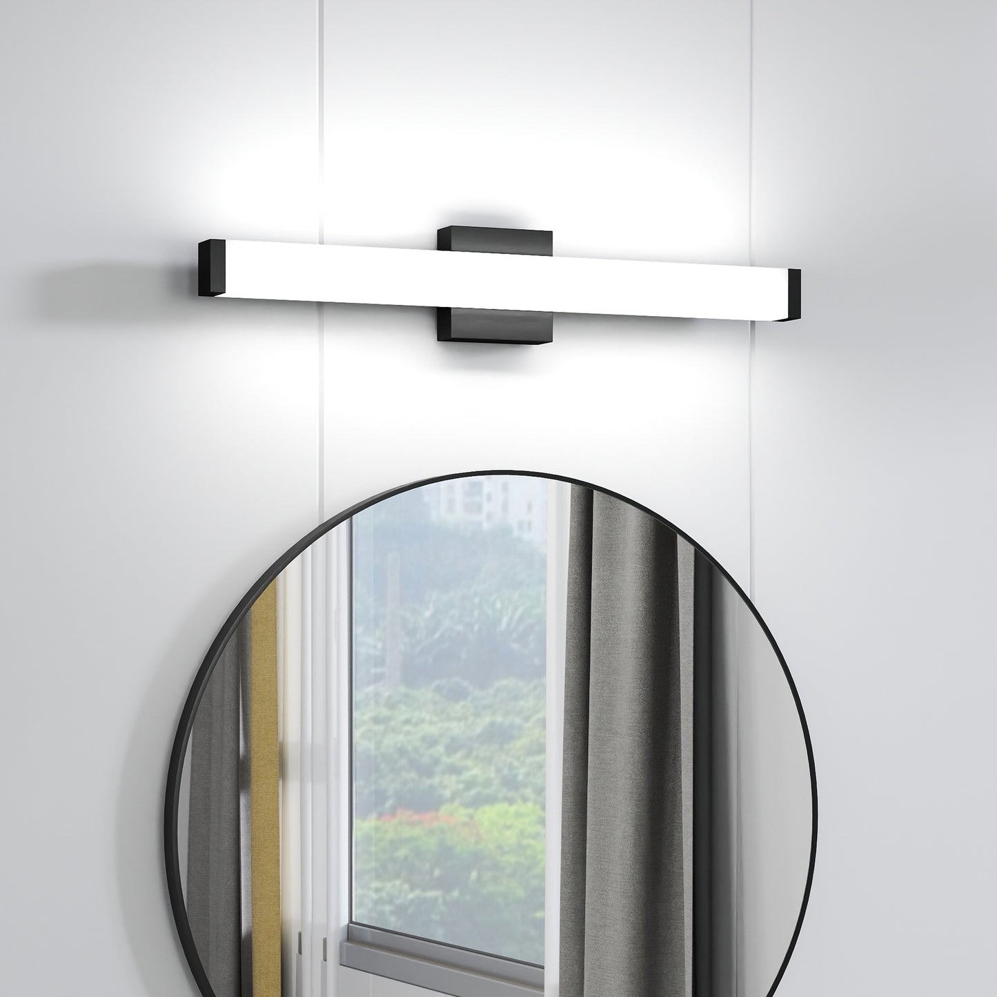 Bathroom Vanity Light Black - 25 inch Modern Vanity Lights for Bathroom - 14W LED Bath Lights Over Mirror Cool White Light 6000K