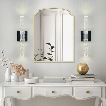 17"(H) Contemporary Crystal Wall Light, Chrome Finish with Bubble Crystal, 2-Light Sconce for Bathroom, Bedroom, Hallway – Modern Indoor Lighting Fixture