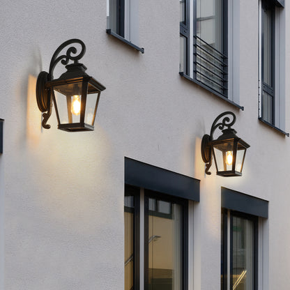 Black Aluminum Outdoor Wall Lanterns - 2 Pack, Weather Resistant Lighting